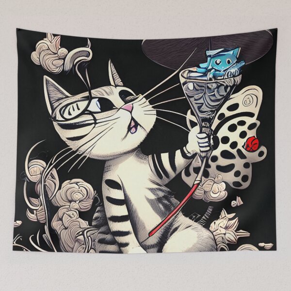 Item preview, Cat with mouse in cocktail designed and sold by Dalive.