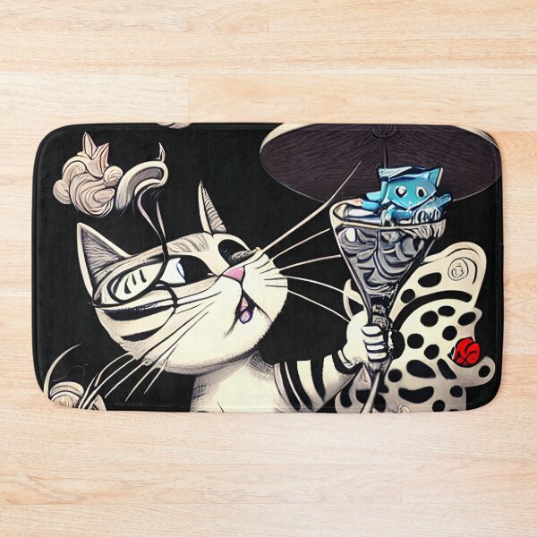 Item preview, Cat with mouse in cocktail designed and sold by Dalive.
