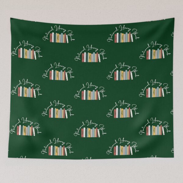 Item preview, happy national library week, cute , black and white illustration.   designed and sold by SantogadeElenas.