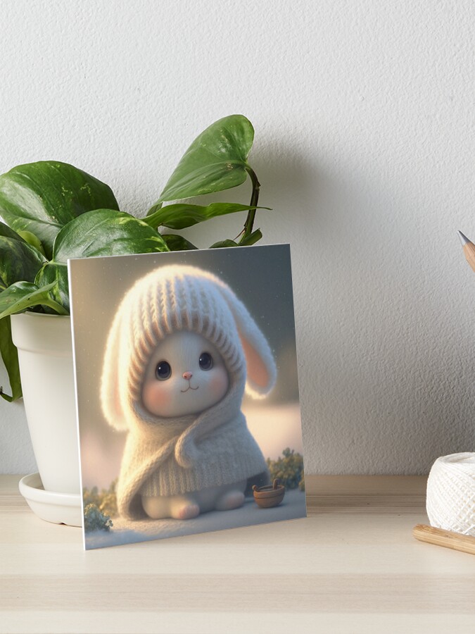 Cute Rabbit dressed in winter clothes 2 Art Board Print for Sale