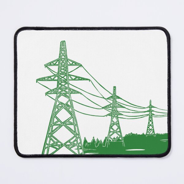 Item preview, Green Electricity Pylons Linocut Print. designed and sold by Maddy Bennett.