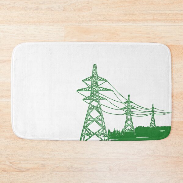 Item preview, Green Electricity Pylons Linocut Print. designed and sold by Maddy Bennett.