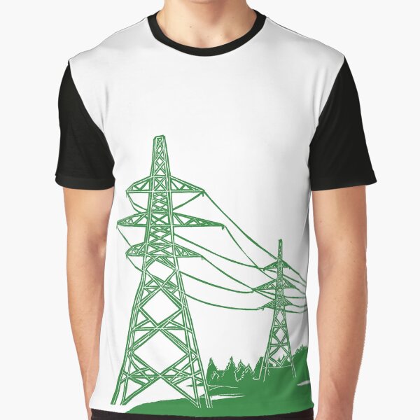 Item preview, Green Electricity Pylons Linocut Print. designed and sold by Maddy Bennett.