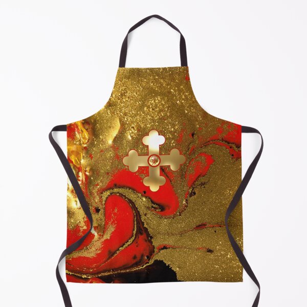 Item preview, Greek Orthodox Cross Gold Red Black Stone Alpha Omega designed and sold by Yiorgos Designs.