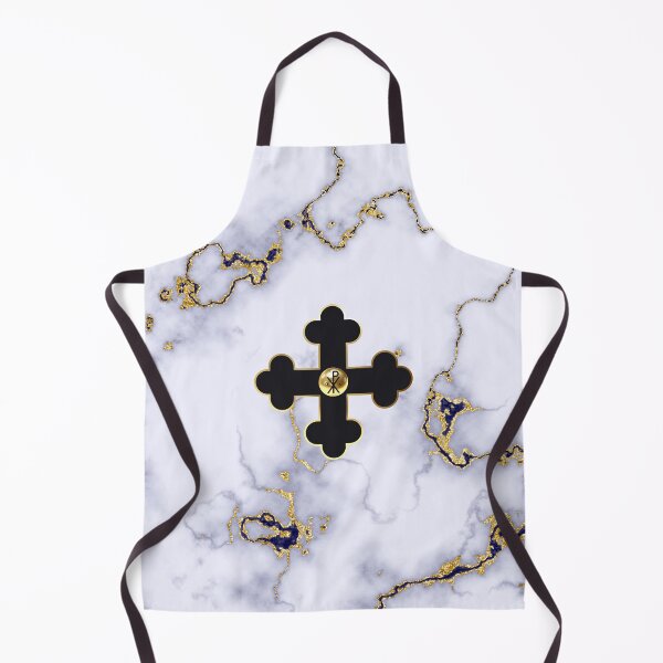 Item preview, Greek Orthodox Cross Gold White Black Stone Alpha Omega designed and sold by Yiorgos Designs.