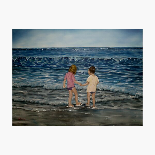 "Beach Kids" - Oil Painting Photographic Print