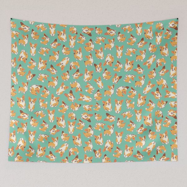 Item preview, Corgis in Green Pattern - Cute designed and sold by Bondoboxy.