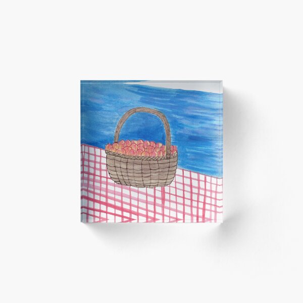Basket of Apples on Gingham Blanket Acrylic Block