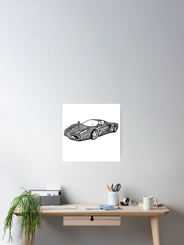 Thumbnail 2 of 3, Poster, Sports car mandala art designed and sold by KerrySewInTime.