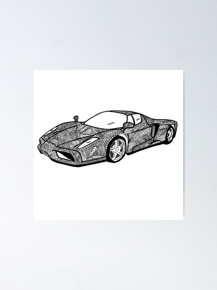 Thumbnail 1 of 3, Poster, Sports car mandala art designed and sold by KerrySewInTime.