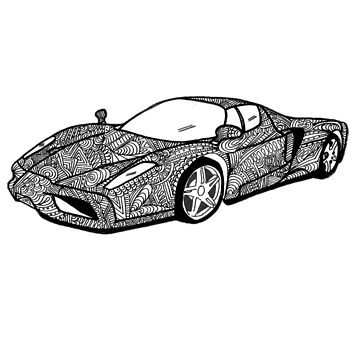 Artwork thumbnail, Sports car mandala art by KerrySewInTime