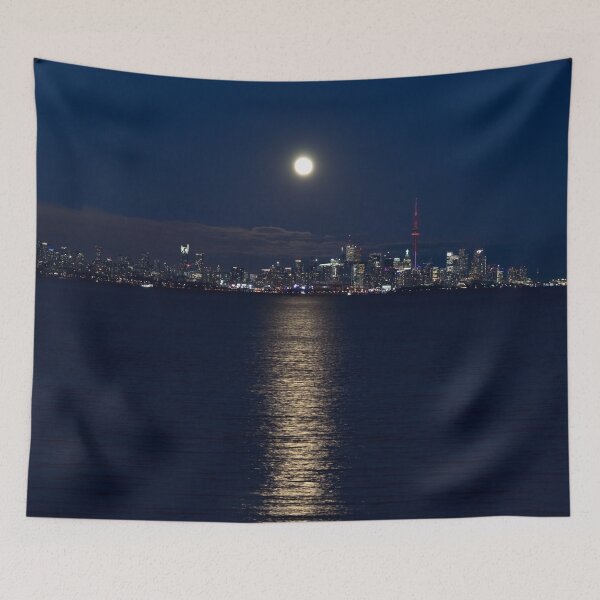 Item preview, Cold Moon Rising - December Moonrise over Toronto Skyline designed and sold by Georgia Mizuleva.