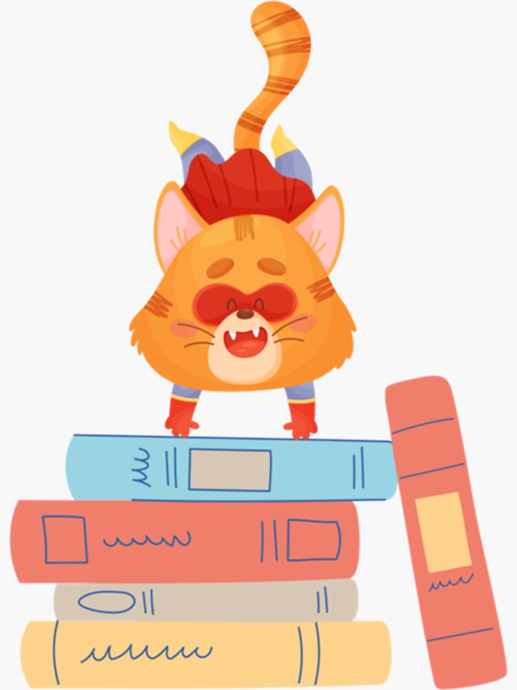 "Gato lector I Ratón de biblioteca I Libros I Libro, gato " Sticker for