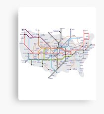 A Tube Too Far - America as a Tube map Canvas Print