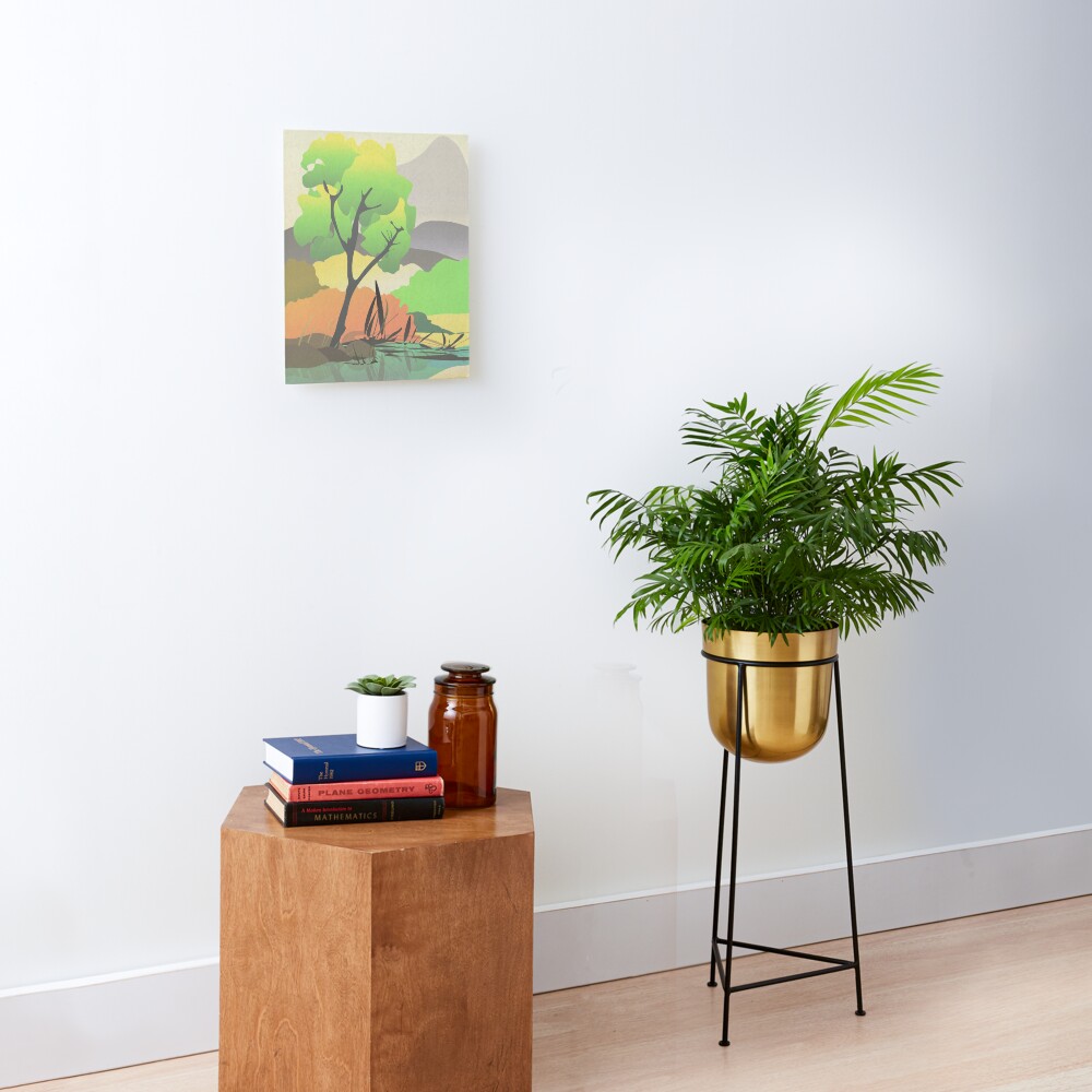 Colorful Lake Tree Landscape Mounted Print