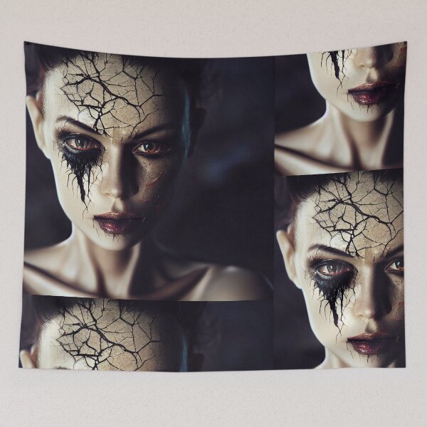 Item preview, Vampire woman with a cracked face. designed and sold by Maniock.