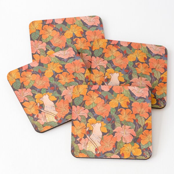 Item preview, Cat and hibiscus designed and sold by Syntetyc.