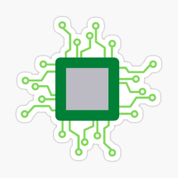 Green CPU Chip Sticker