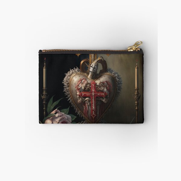 Item preview, Renaissance still life oil painting with Sacred Heart, sword and cross designed and sold by ladarkepoque.