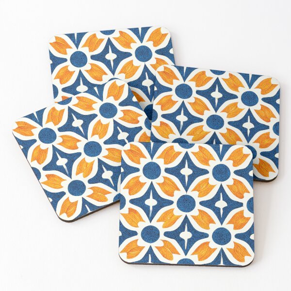 Item preview, Abstract Flower Hacienda Tile Pattern Wallpaper designed and sold by thisisallahoax.