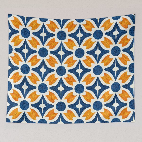 Item preview, Abstract Flower Hacienda Tile Pattern Wallpaper designed and sold by thisisallahoax.