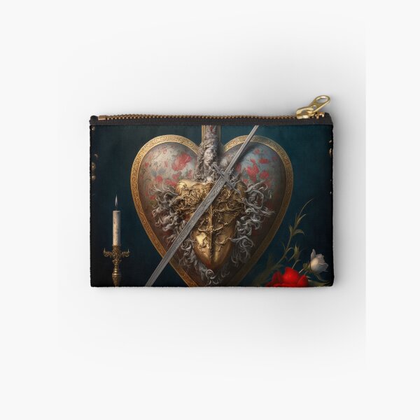 Item preview, Renaissance still life oil painting with Sacred Heart, sword and cross designed and sold by ladarkepoque.