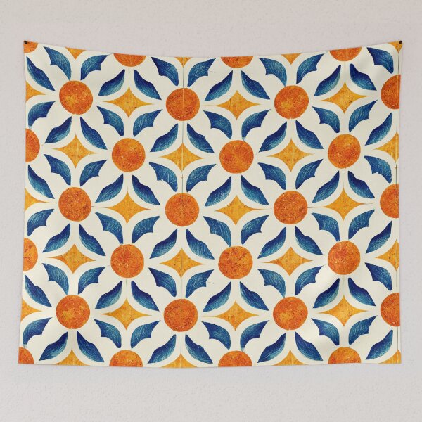 Item preview, Flower Hacienda Tile Pattern Wallpaper designed and sold by thisisallahoax.