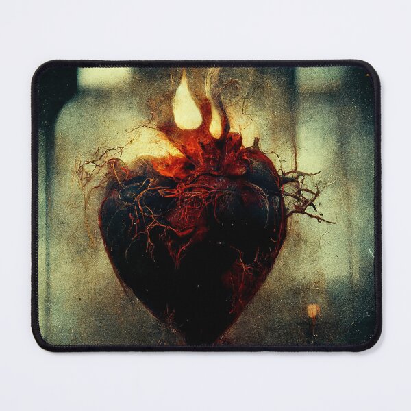 Item preview, Old Vintage Photo of Sacred Heart with flame, dark gothic retro grungy designed and sold by ladarkepoque.