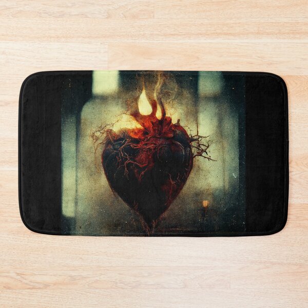 Item preview, Old Vintage Photo of Sacred Heart with flame, dark gothic retro grungy designed and sold by ladarkepoque.