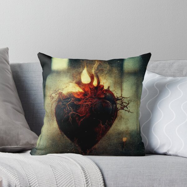 Item preview, Old Vintage Photo of Sacred Heart with flame, dark gothic retro grungy designed and sold by ladarkepoque.