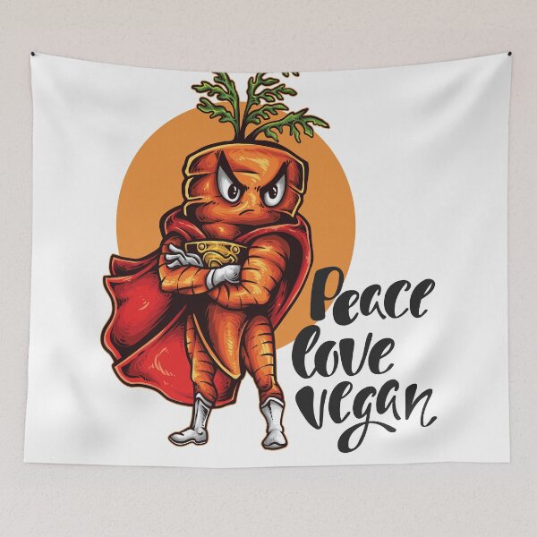 Item preview, Peace Love Vegan Carrot Superhero Foodie Vegetable designed and sold by ProjectX23.