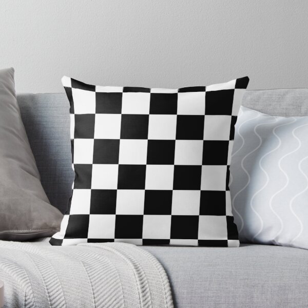 Checkered Flag. Chequered Flag. Motor Sport. Checkerboard. Pattern. WIN. WINNER. Racing Cars. Race. Finish line. BLACK. Throw Pillow