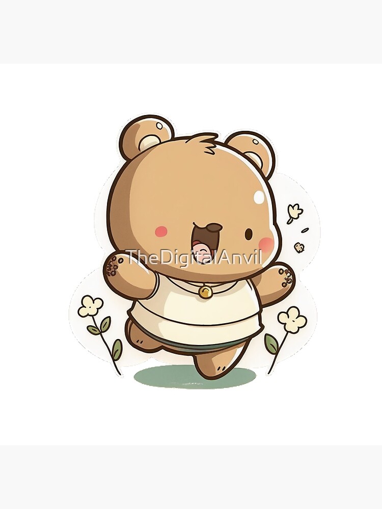 Chibi cute small girl in an over-sized hoodie with bear ears