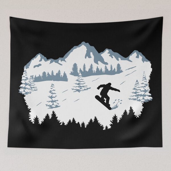 Item preview, Snowboard, snowboarder and mountains, snowboarding designed and sold by claudiasartwork.