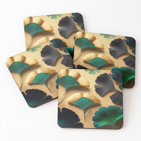 Item preview, Gold and green gingko leaves designed and sold by goldufeenstaub.