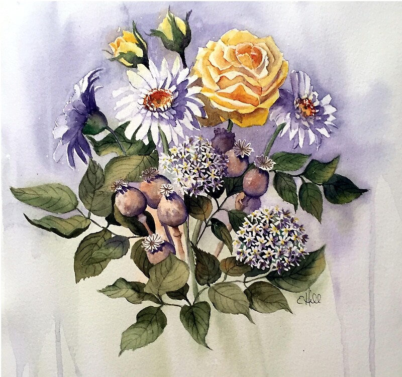 "Poppy Seed Bouquet" by Elaine Hill Redbubble