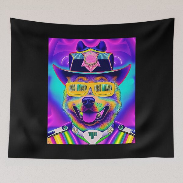 Item preview, Trippy psychedelic police dog. Funny sheriff designed and sold by Neo-Expression.