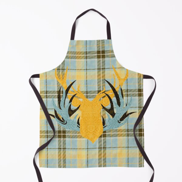 Item preview, Blue and Yellow Tartan Plaid Deer Head - Stag Head designed and sold by ALesterDesign.
