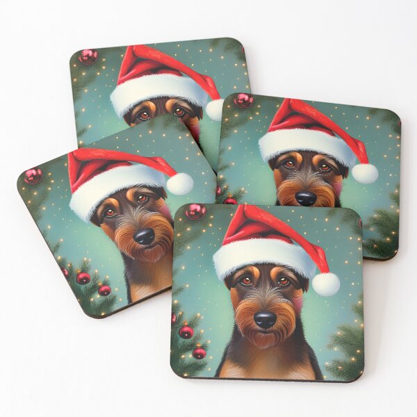 Item preview, Christmas Jagdterrier Wearing A Santa Hat designed and sold by ZenEverAI.
