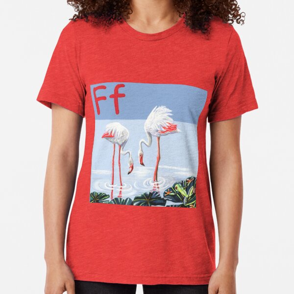 F is for Flamingo & Frog Tri-blend T-Shirt