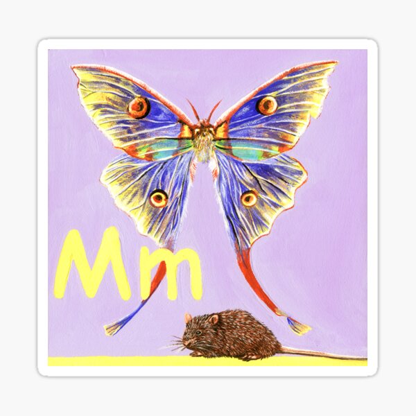 M is for Moth & Mouse Sticker