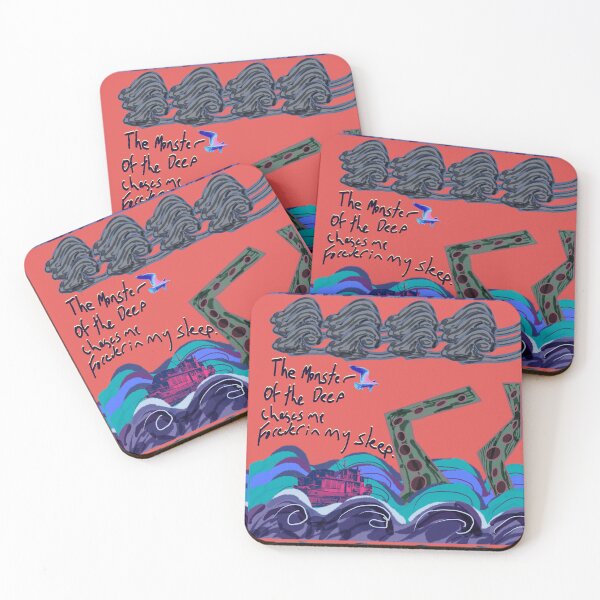 Item preview, Sea Monster Poem with Peach Background - Mythical designed and sold by jolabrese.