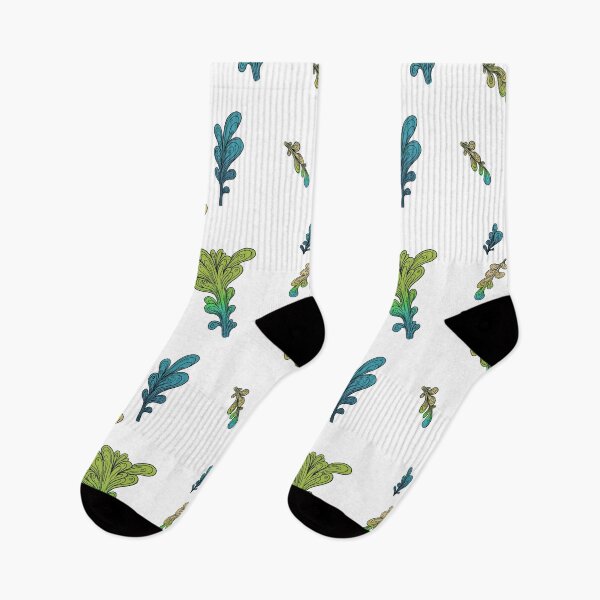 Item preview, Surreal Green Plants Print. Teal-green vegetal pattern designed and sold by IlustradoArts.