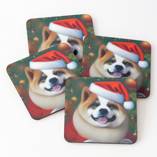 Item preview, Christmas Japanese Akitainu Wearing A Santa Hat designed and sold by ZenEverAI.