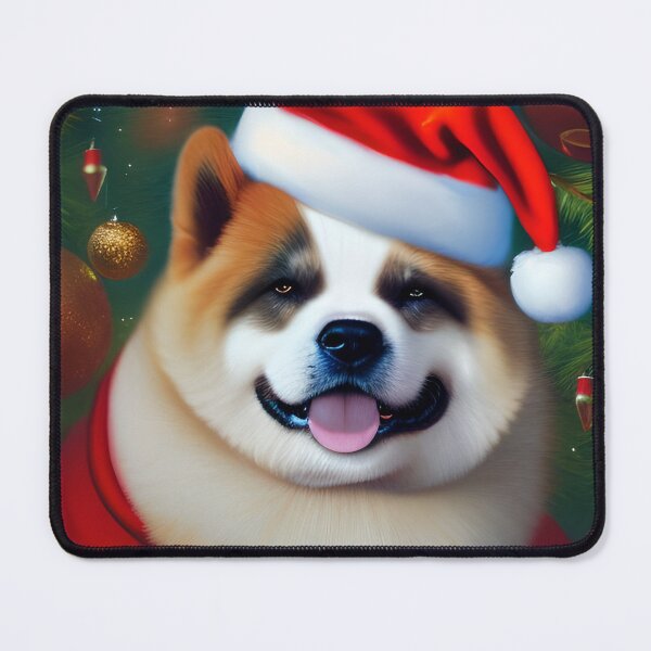 Item preview, Christmas Japanese Akitainu Wearing A Santa Hat designed and sold by ZenEverAI.