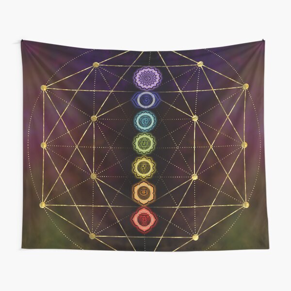 Colorful Glowing Chakras Tapestry