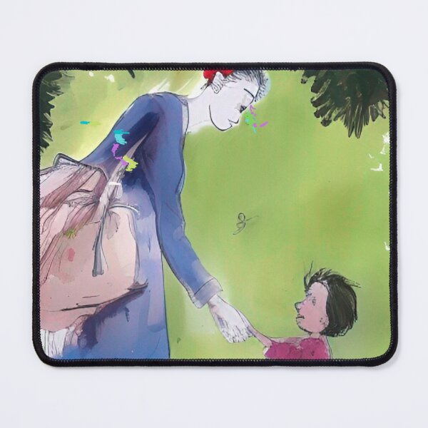 Item preview, Mother and little daughter hold hands surrounded by green trees, watercolor style art. Colorful abstract portrait wall art as prints, on canvas, or large posters (many print sizes).  designed and sold by JoelsCorner.