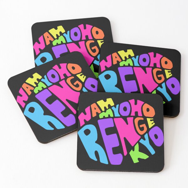 Item preview, Nam Myoho Renge Kyo Buddhist Mantra Bright Rainbow Black designed and sold by wordznart.