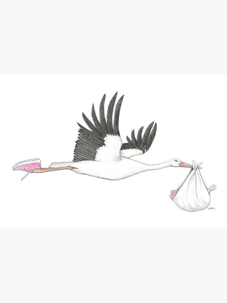 Stork in Running Shoes Sticker