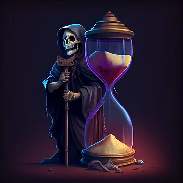 Aperçu de l'œuvre Grim Reaper with an Hourglass Digital Painting de CodeAndColors